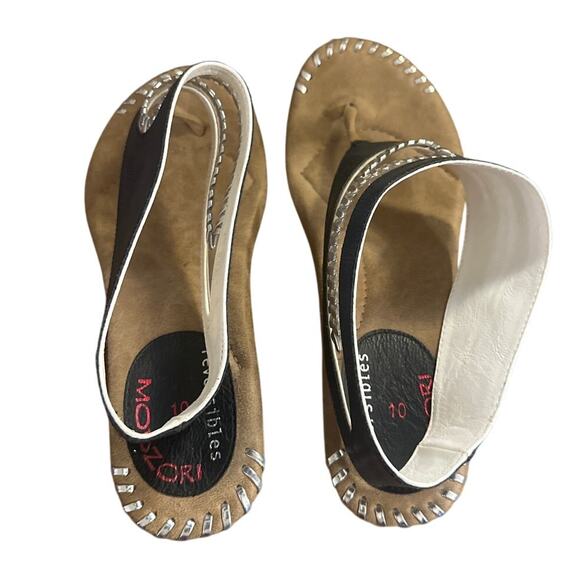 Women 10 Reversibles Modzori Tita 5 Leather Sandals Black White Shoes Wedges - Picture 5 of 9